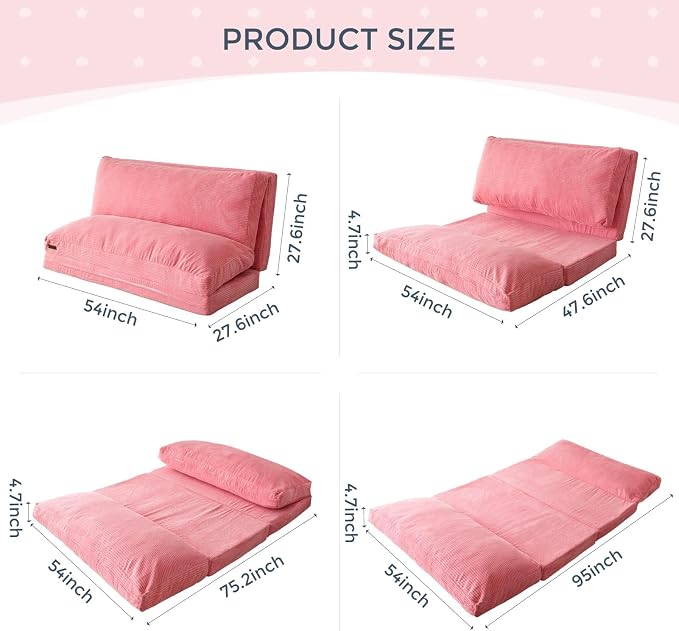 MAXYOYO Folding Sofa Bed, Floor Sofa Convertible Sleeper Chair - Image 2