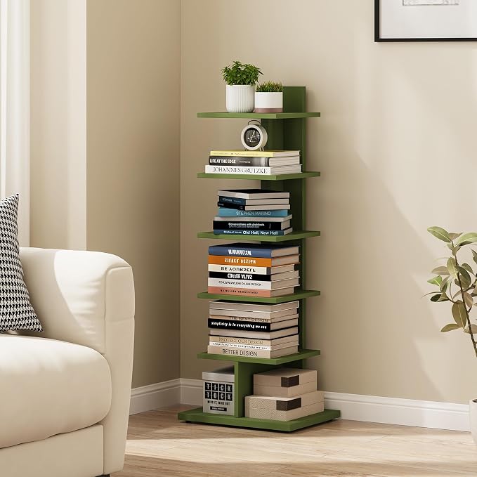 TUTOTAK Bookshelf, 6-Tier Bookcase, Narrow Spine Book Shelf by ChoosetutotakFurnitureBuildYourCozyHome