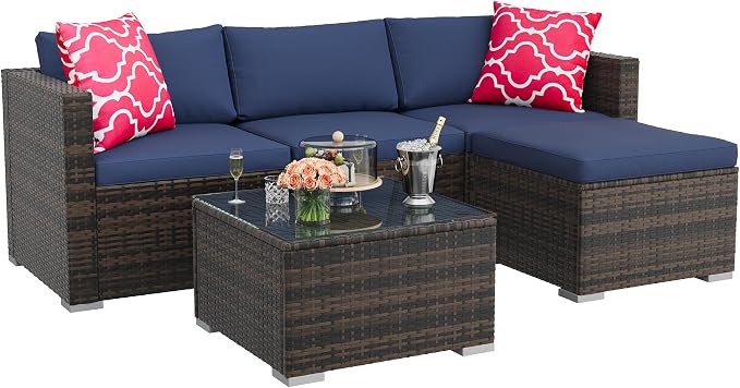 5-Piece Outdoor Sectional Sofa Set, All-Weather PE Rattan Patio Furniture - Image 9