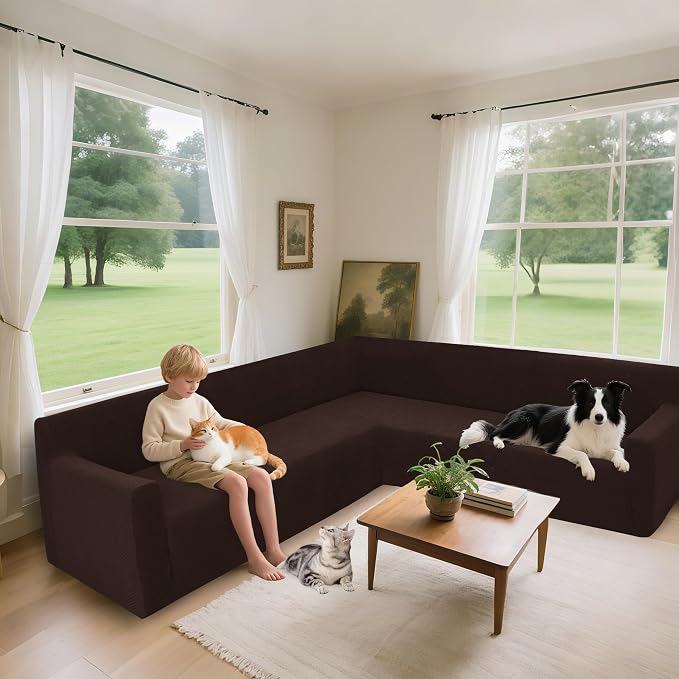 Arfntevss Stretch Sectional Couch Covers L Shaped Corner Sectional Sofa Cover - Image 2
