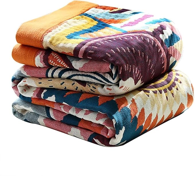 MSGKV Boho Throw Blanket for Couch 50"x60" 100% Cotton Sofa Blanket Spring by MSGKVHomeTextiles