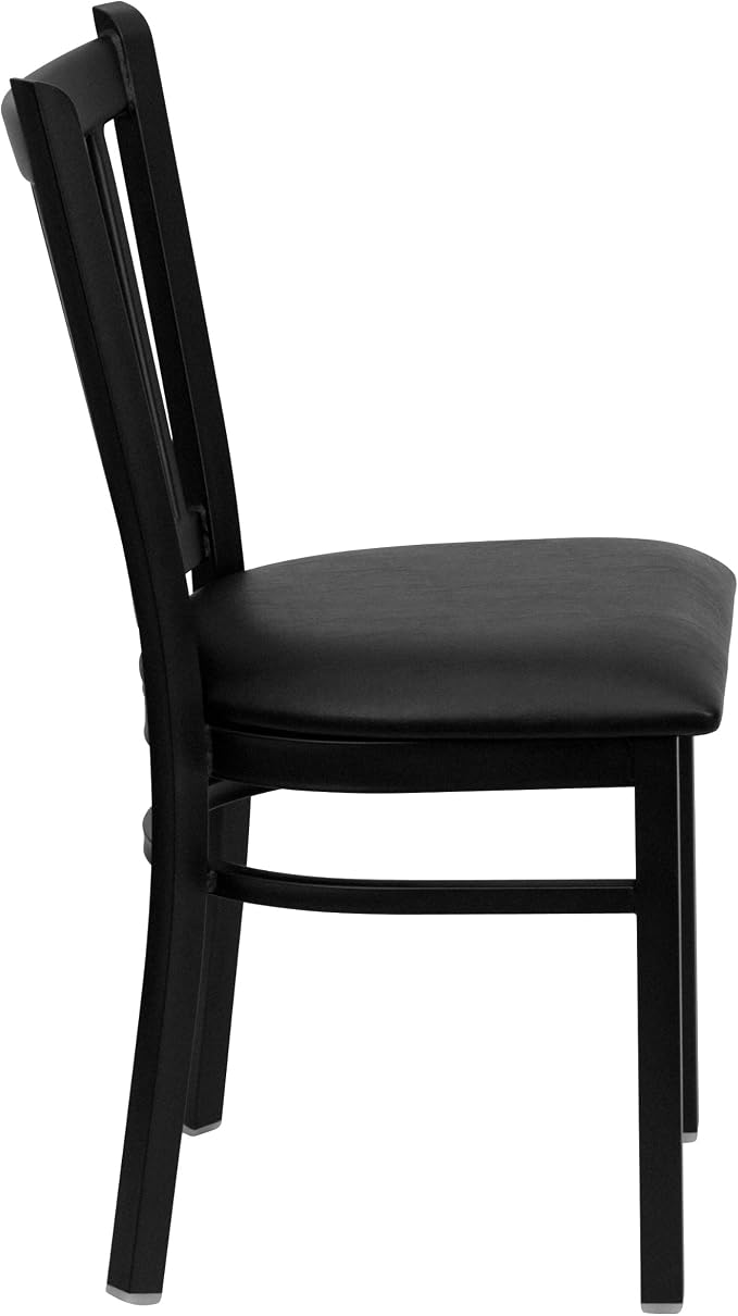 Flash Furniture 4 Pack HERCULES Series Black Vertical Back Metal Restaurant - Image 6