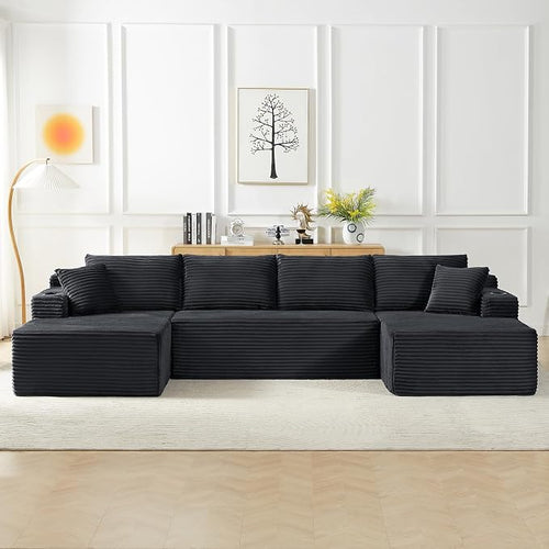 125" Modular Sectional Sleeper Sofa, Boneless Cloud Couch by HANXIN