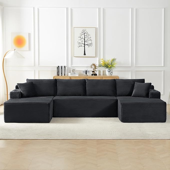 Modular Sectional Sleeper Sofa, 134 Inch Boneless Cloud Couch by HANXIN