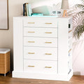 Drawer Dresser with LED Lights and Open Shelves, Modern Tempered Glass Top by DesignedforYourHome