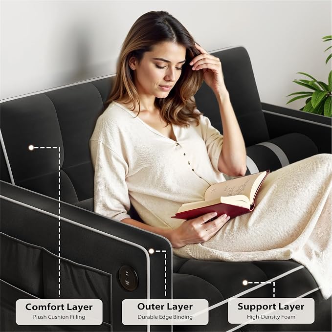 Pipishell 3 in 1 Convertible Sleeper Sofa Bed, Pull Out Couch - Image 7