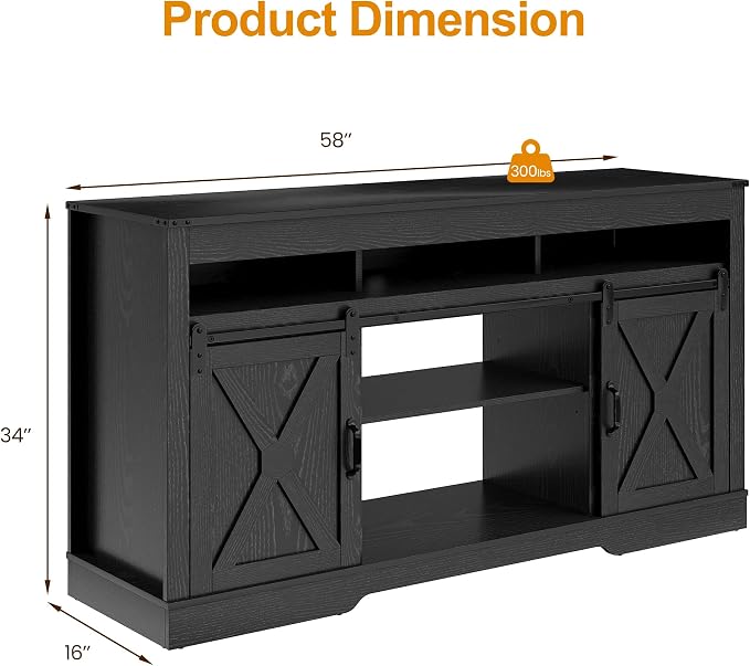 RoyalCraft Farmhouse TV Stand for 65+ Inch TV, Tall Entertainment Center - Image 2