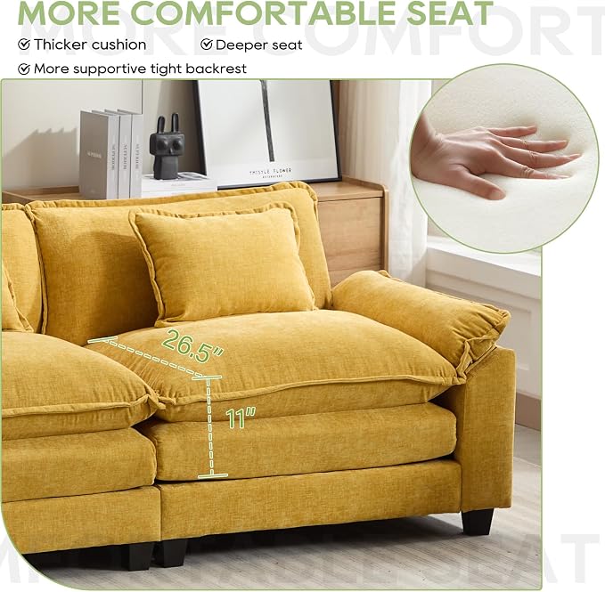Oprisen 154" Modular Sectional Sofa, Comfy Cloud Couch Sectional Sofa - Image 4