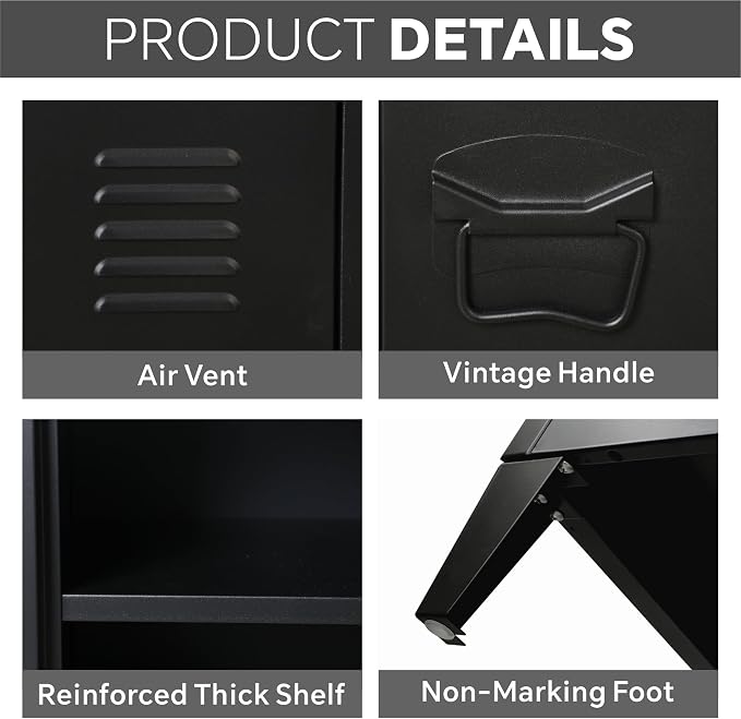 MIOCASA Metal Storage Cabinet, 3 Door TV Stand, Metal TV Cabinet - Image 4