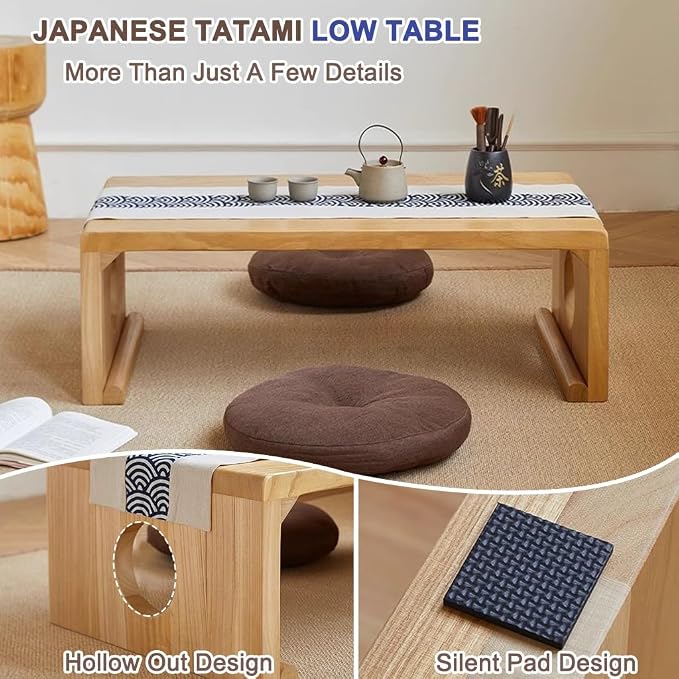 Japanese Floor Table, Vintage Low Rectangular Tea Table, Tatami Accent Furniture - Image 7
