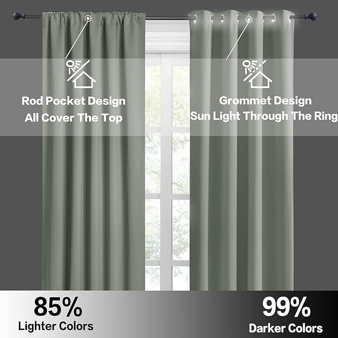RYB HOME Blackout Curtains for Bedroom Living Room 63 inches Long, Thermal - Image 7