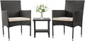 FDW | 3-Piece Patio Furniture Set | Black | Outdoor Wicker Furniture by FDW