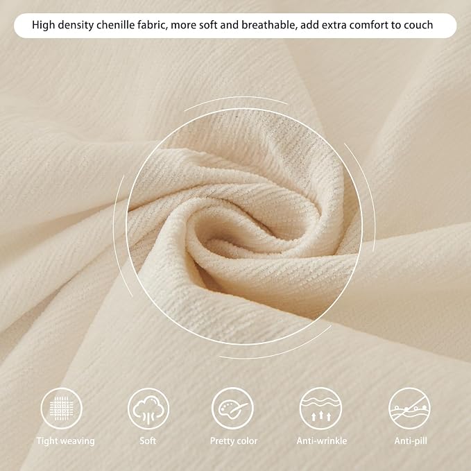DREAMINGO Sofa Covers Washable Thick Chenille Couch Cover - Image 4