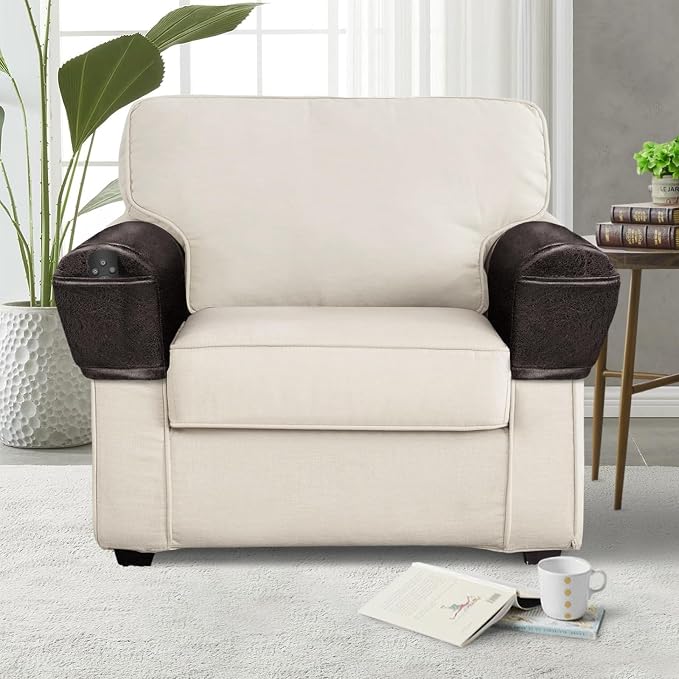 ANARACHON Leather Look Couch Arm Covers Set of 2 Armrest Covers - Image 2
