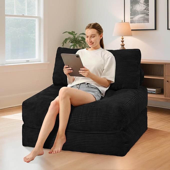 HABUTWAY Folding Sofa Bed, Convertible Sleeper Chair Bed w/Dual-Pillow & Handle - Image 3