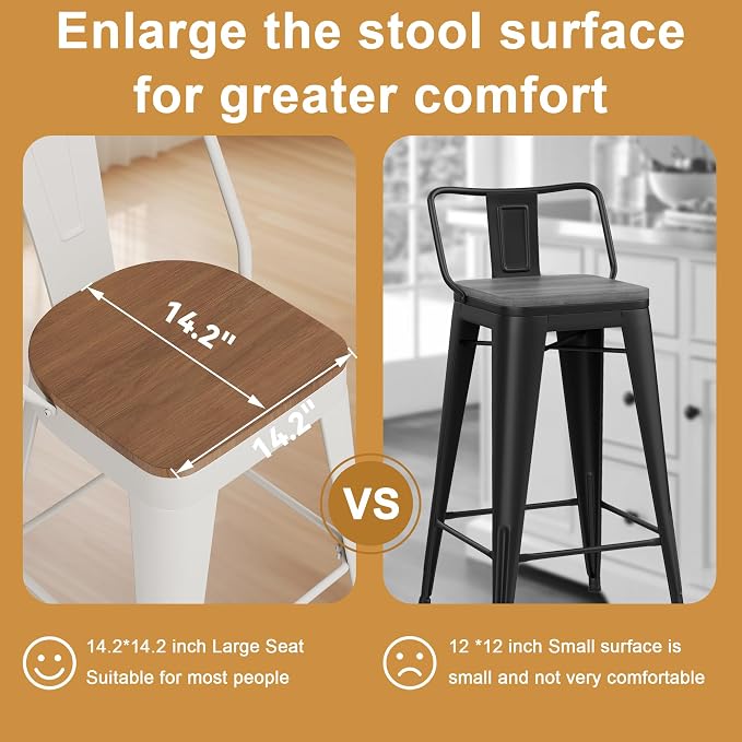 Andeworld Metal Bar Stools Set of 4, 24 inch Counter Height Barstools - Image 4