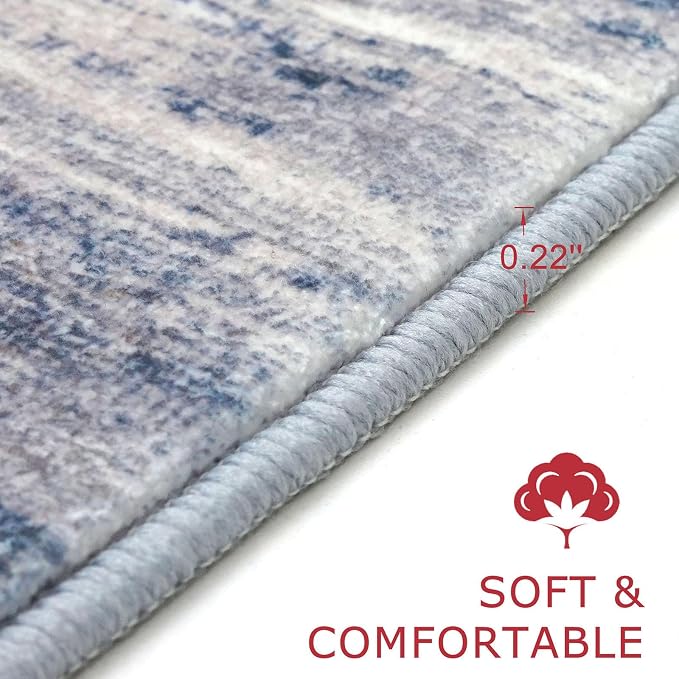KOZYFLY Modern Abstract Washable Long Rug Runner 2.6x20 Hallway Rug Runner - Image 2