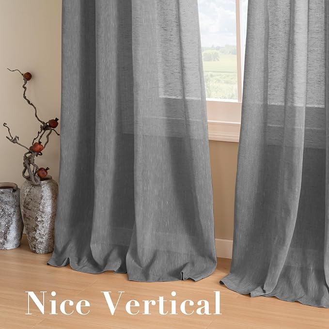 H.VERSAILTEX Linen Curtains Nickel Grommet Natural Linen Semi-Sheer Curtains 2 - Image 7