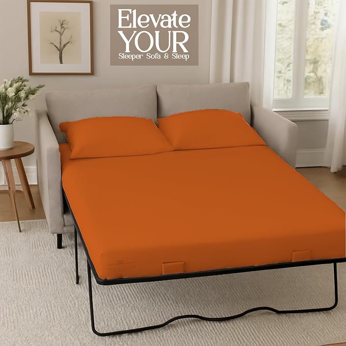 Sleeper Sofa Bed Sheet, 100% Cotton 400 Thread Count, 4 Piece Set, Deep Pocket - Image 4