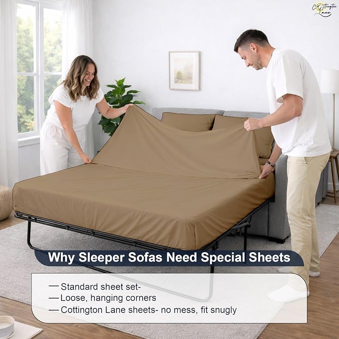 Cottington Lane Sleeper Sofa Sheets Queen Size, 4 Piece Premium Quality 100% - Image 8