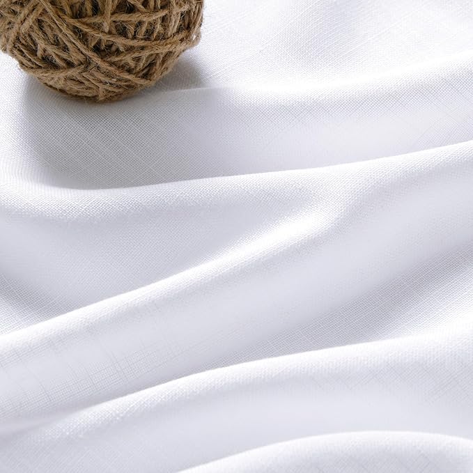 Snow White Linen Curtains 63 Inch Length - Image 4