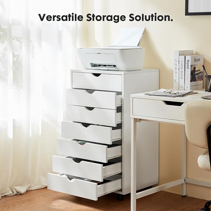 OLIXIS 7 Drawers Rolling File Cabinet, Mobile Under Desk Storage Cabinet - Image 4