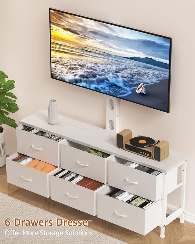 TV Stand with Mount, Fabric Dresser with 6 Drawers - Image 4