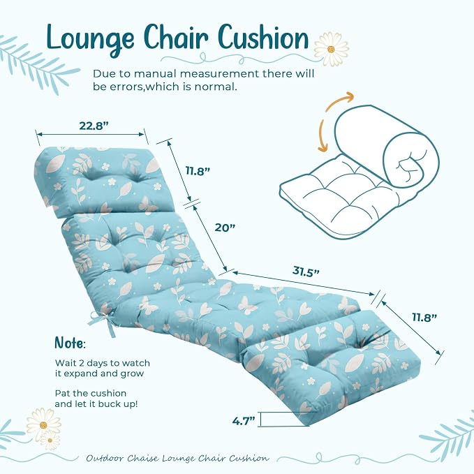 2 Pcs Outdoor Chaise Lounge Chair Cushion 75.1 x 22.8 x 4.7 Inches 100% - Image 2