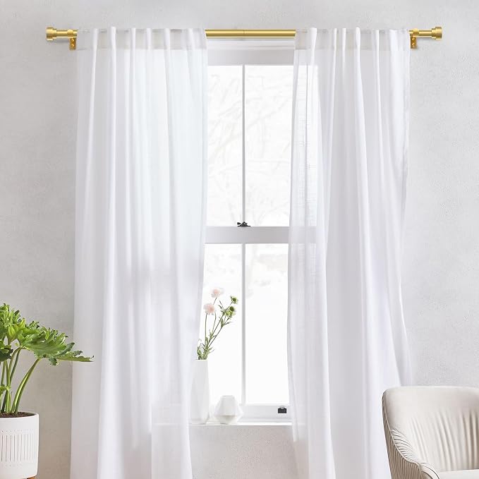 IFELS Heavy Duty Curtain Rods for Windows 48 to 84 Inch, 1 Inch Adjustable Gold - Image 2