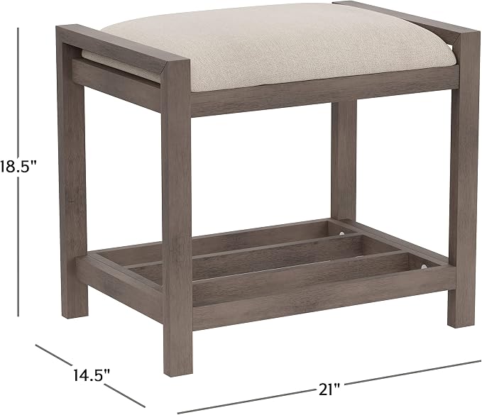 Hillsdale Furniture Amelia Vanity Stool, Antique Gray - Image 6