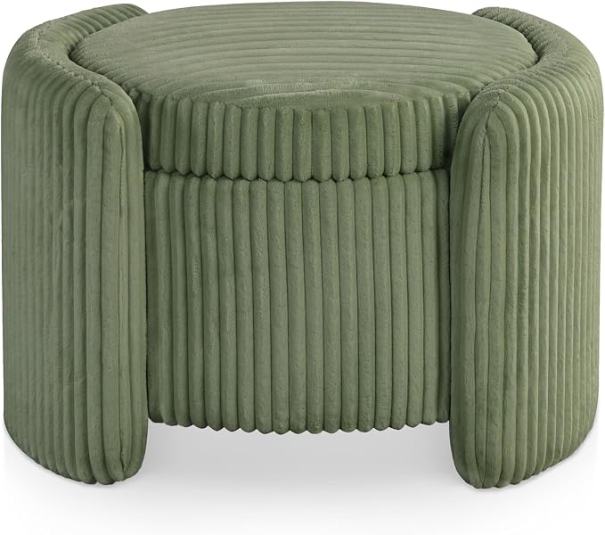 Furniture of America Lennox Modern Chenille 25-inch Round Storage Ottoman - Image 14