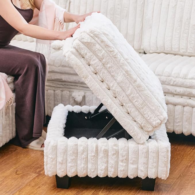 Belffin Corduroy Fabric Ottoman - Image 4