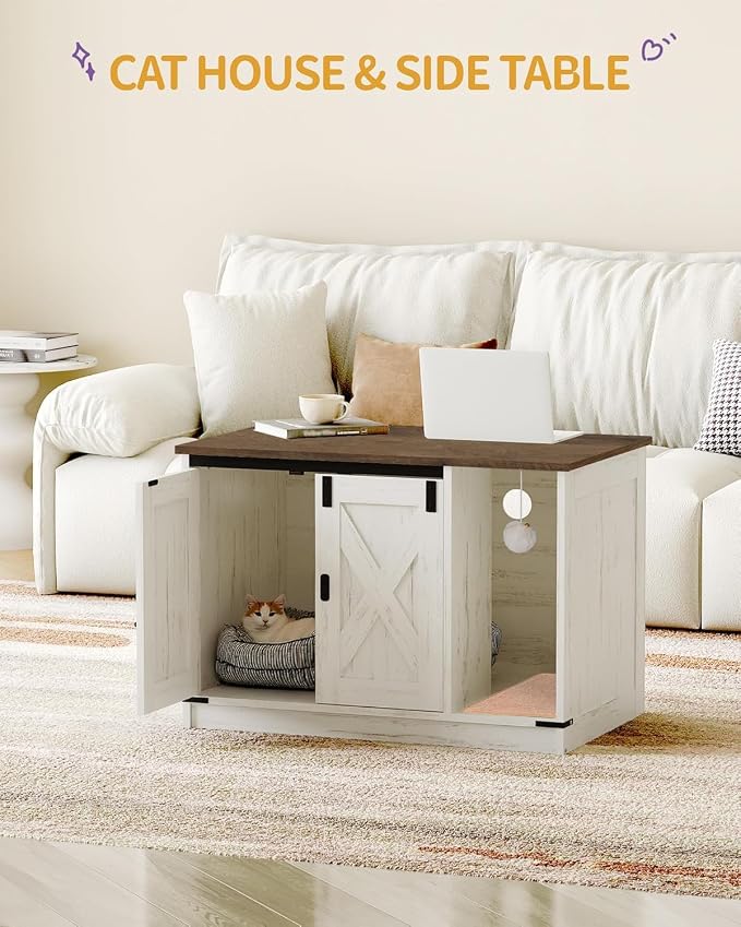 Hzuaneri Cat Litter Box Enclosure, Hidden Litter Box Cabinet Furniture - Image 2