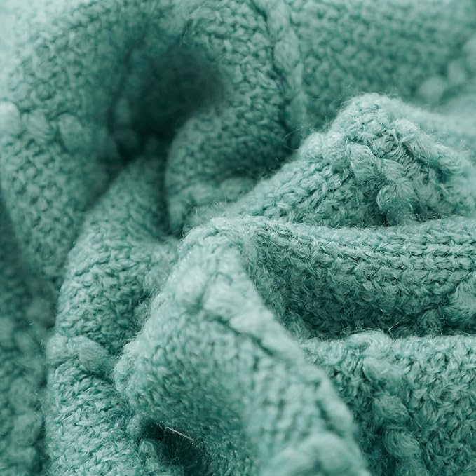 BOURINA Dark Cyan Throw Blanket 50x60 Inches Throw Textured Solid Soft Sofa - Image 5