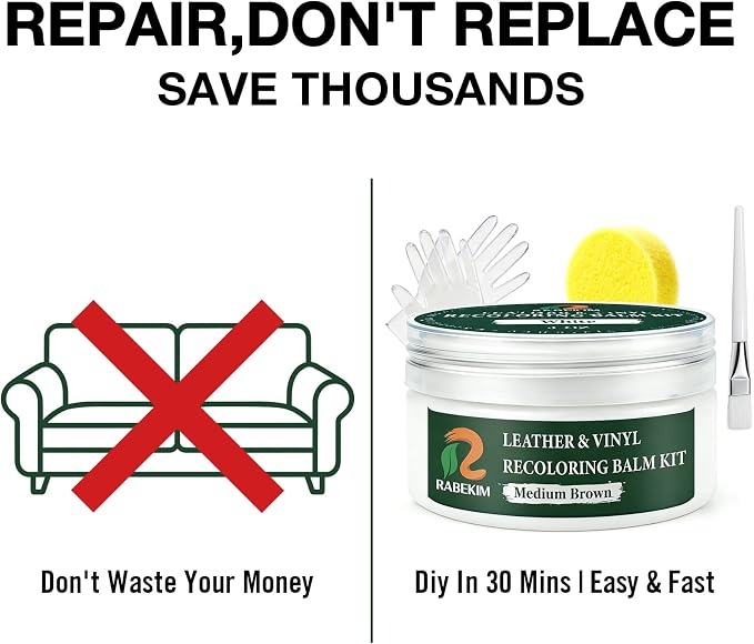 White Leather Repair Kit, Leather Recoloring Balm – Restore & Repair Faded - Image 3