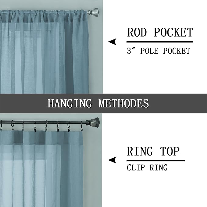 Tollpiz Short Sheer Curtains Linen Textured Bedroom Curtain Sheers Light - Image 5