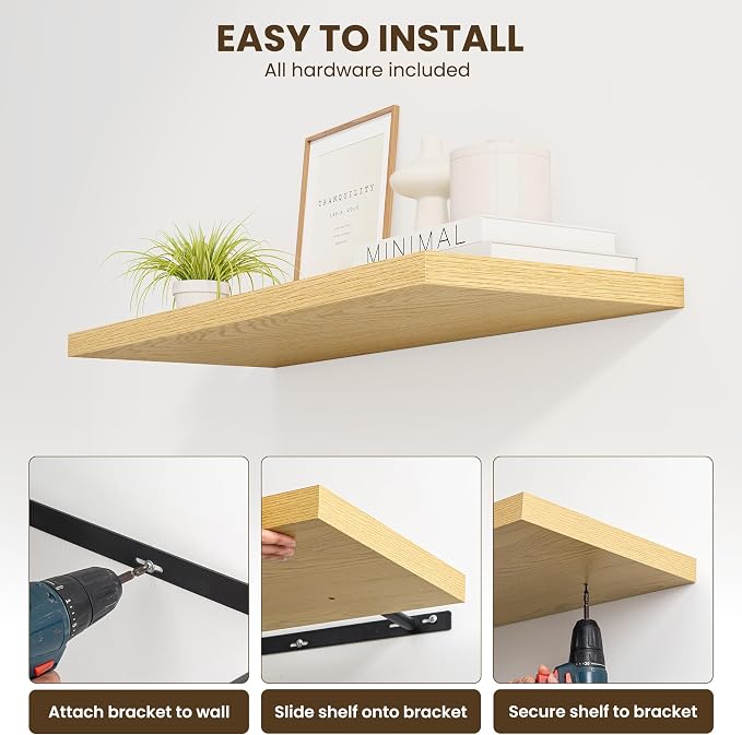 Dreamland 40" Floating Shelves for Wall, Wall-Mounted Shelves for Bedroom - Image 5