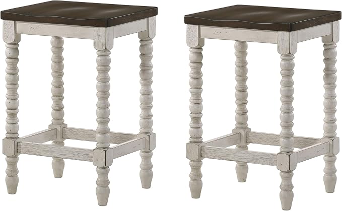 Furniture of America Lakeport Farmhouse Backless Wood 24 in. Counter Height by FurnitureofAmerica