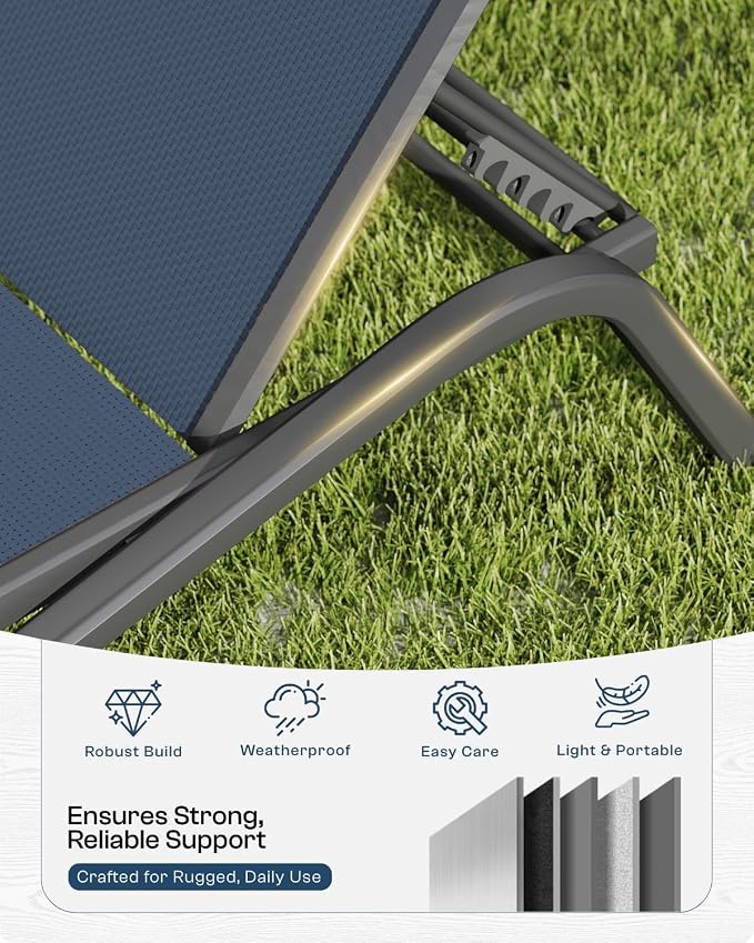Patio Chaise Lounge Chairs Set of 6, All-Weather Aluminum Pool Loungers - Image 4
