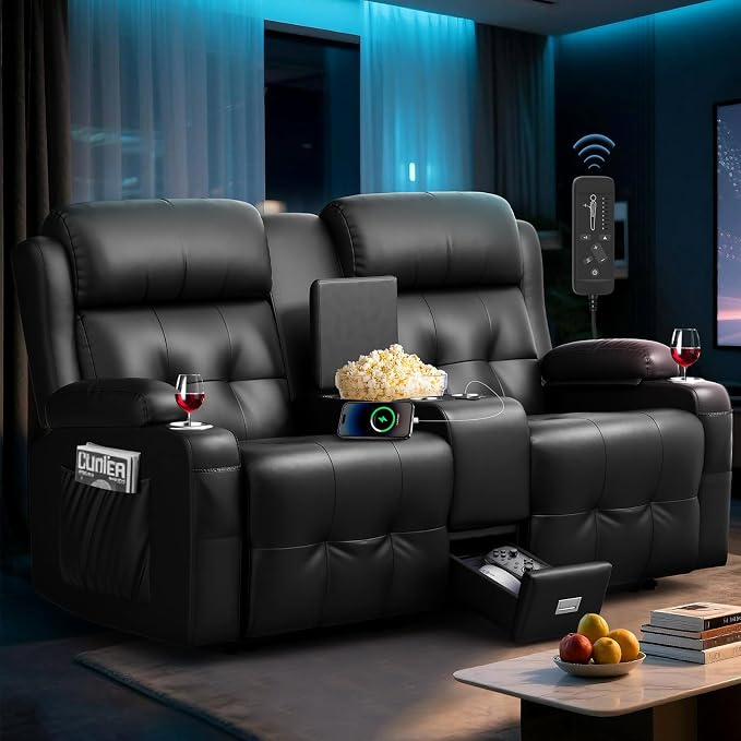 Loveseat Recliner Sofa, Home Theater Seating Massage Reclining Couch by TOMOSLTER