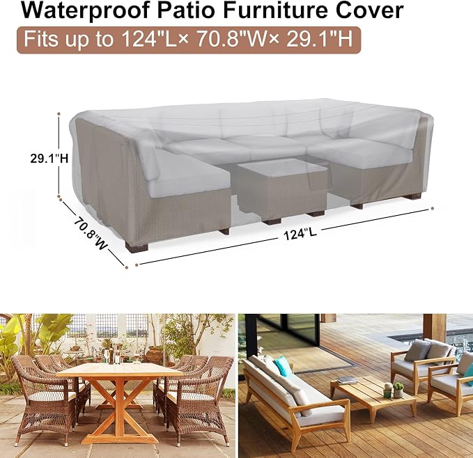 Patio Furniture Set Cover Waterproof, Mrrihand Outdoor Sectional Sofa Set Cover - Image 2