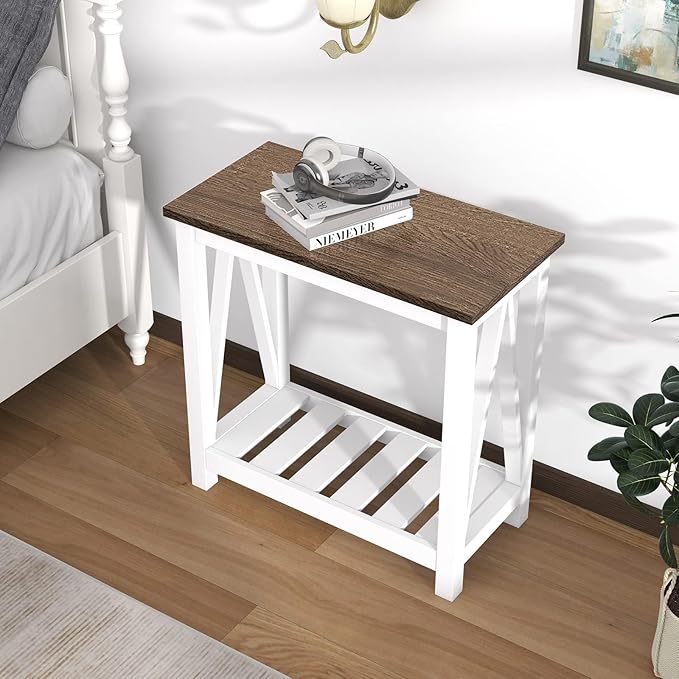 ChooChoo Farmhouse End Table, Narrow Side Table, Slim End Table - Image 2