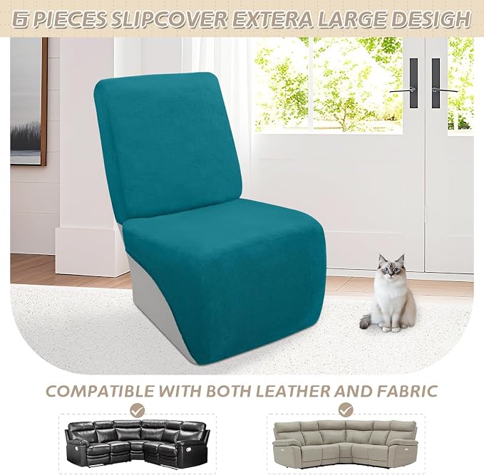 Arfntevss Sectional Recliner Couch Covers Velvet Corner Sectional Sofa Cover - Image 3