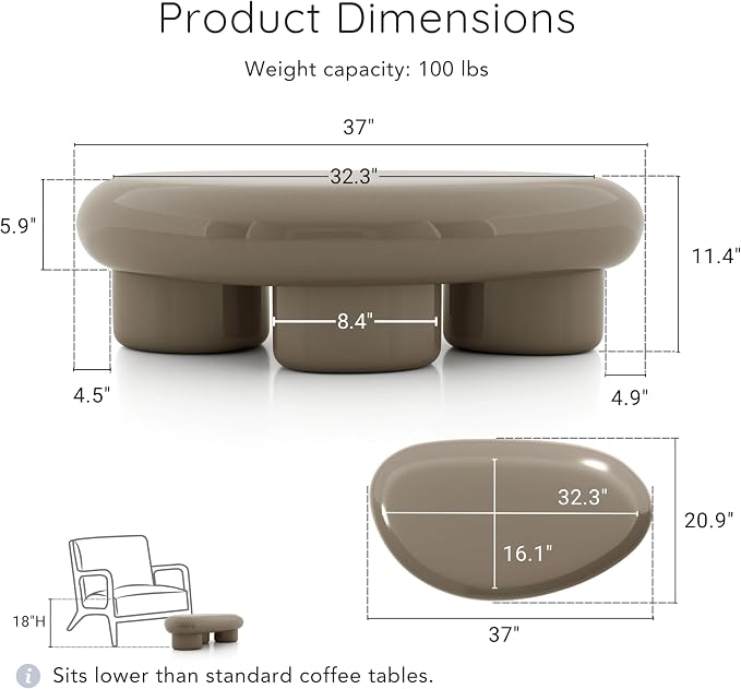 24/7 Shop at Home Kavren Modern 37-inch Oval Glossy Low Profile Coffee Table - Image 2