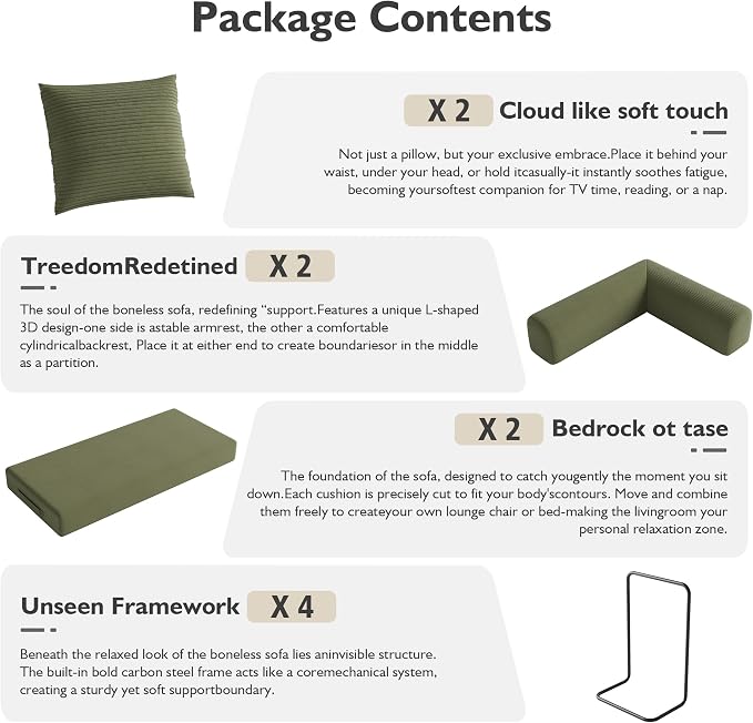 59in Convertible Sofa Bed, Corduroy Boneless Couch Bed, Futon Sleeper Sofa Pull - Image 5