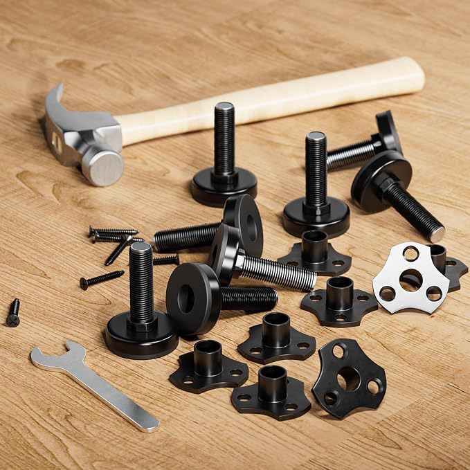 MROCO Adjustable Leveling Feet, 3/8"-16 Thread T-Nut Kit Furniture Levelers - Image 7