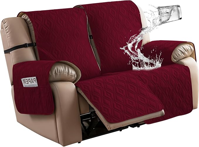 Genina Waterproof Loveseat Recliner Cover Non-Slip, Sofa Cover by Genina