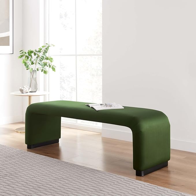 Modway EEI-6734-BLK-MOS Koda Performance Velvet Waterfall Long Bench - Image 2