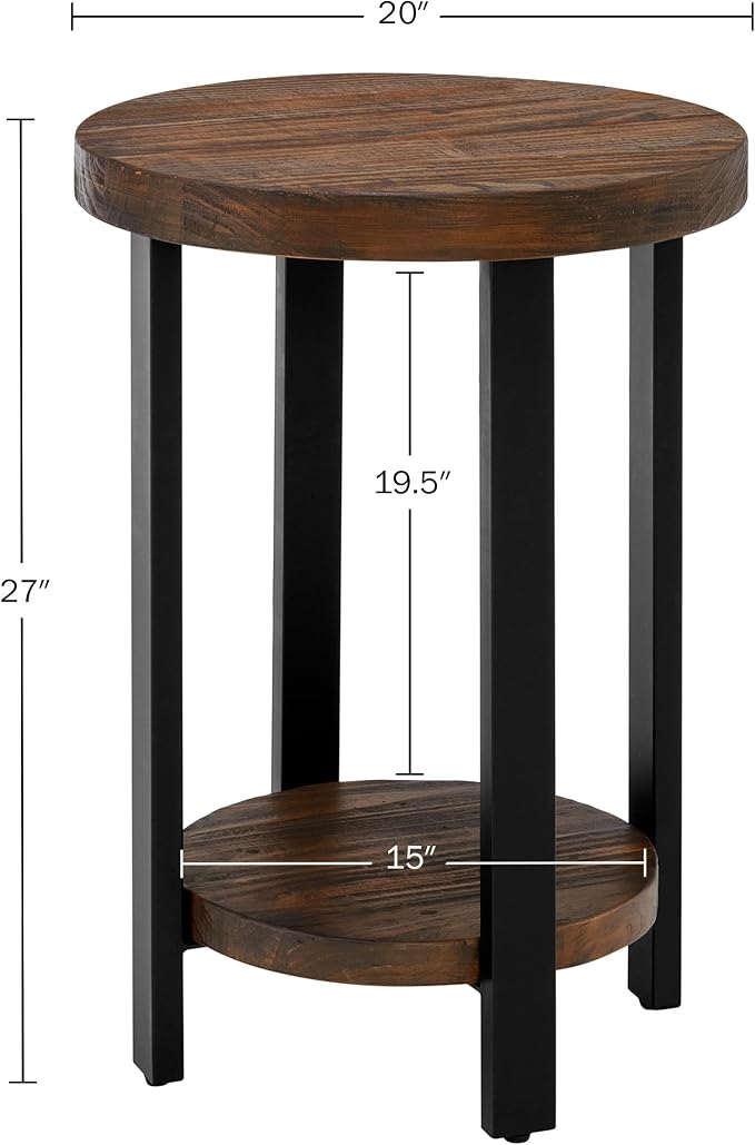 Alaterre Furniture Pomona Living Room Set of 2 Solid Wood Small Round End Tables - Image 6