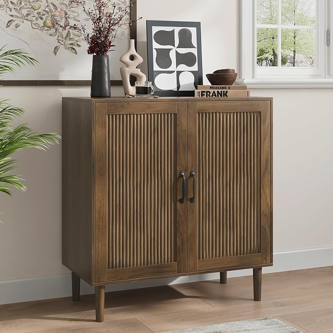 Kiasthome Buffet Cabinet with Wavy Fluted Doors, Sideboard Storage Cabinet with by KiasthomeModernFurniture